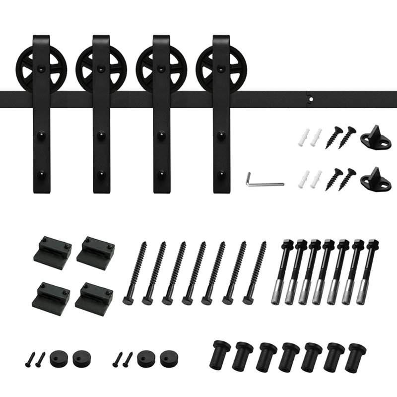 HomLux Black Barn Door Hardware Kit Standard Double & Reviews Wayfair